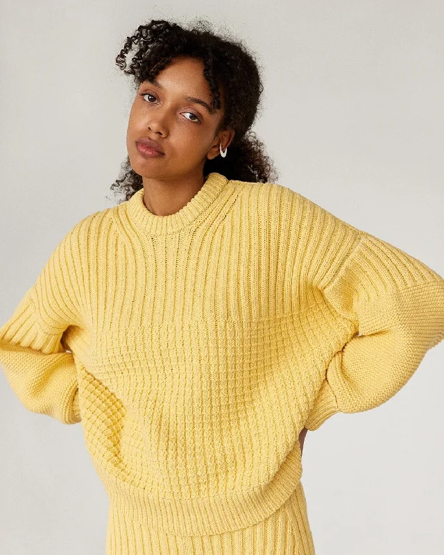 Delčia Cotton Sweater (Lemon) Oversized Loose Flowy