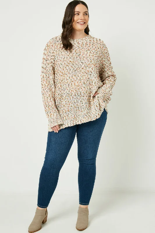Textured Confetti Knit Sweater Slim Fit Regular Fit Oversized