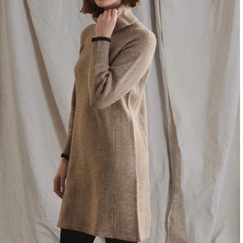 Hatley oatmeal melange sweater dress Real Fur Shearling Chenille
