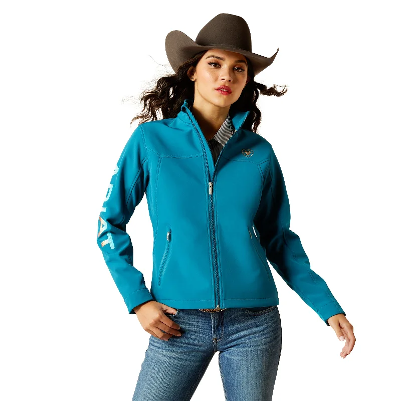 Ariat Ladies New Team Ocean Depths Softshell Jacket 10052783 Denim Fabric Leather Fabric Suede Fabric