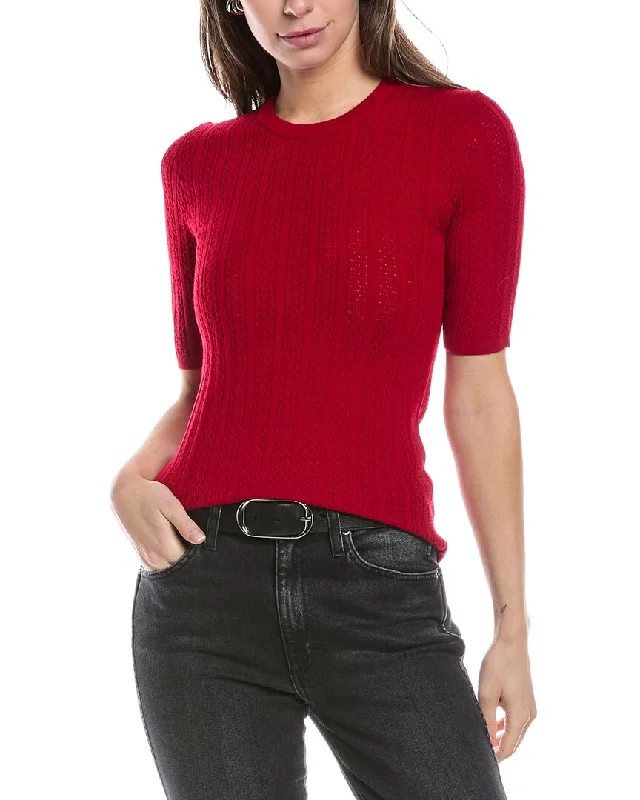 rag & bone Tina Wool Sweater Top Denim Fabric Leather Fabric Suede Fabric