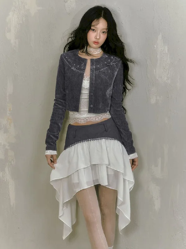 Black Temperament Short Jacket【s0000010020】 Mesh Jacket Canvas Jacket Denim Jacket