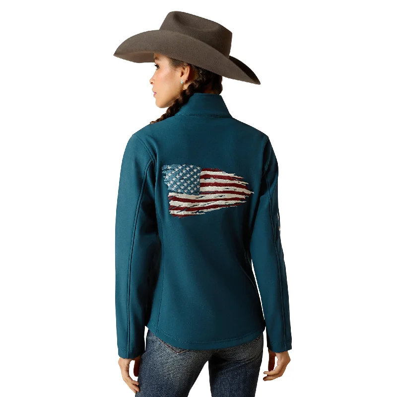 Ariat Ladies Team Patriot Reflecting Pond Softshell Jacket 10046566 Satin Jacket Silk Jacket Chiffon Jacket