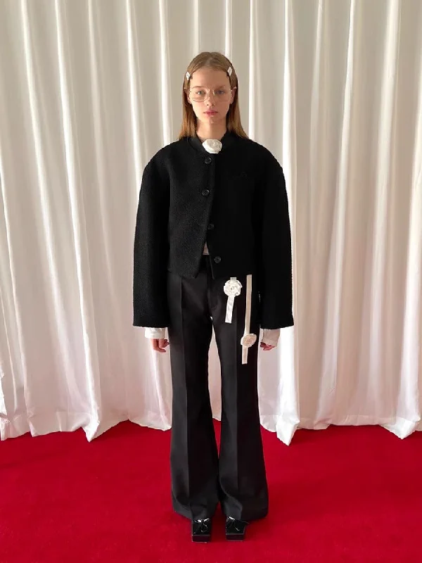 Wide shoulder tweed jacket【s0000006521】 Welt Pockets Slit Pockets Flap Pockets