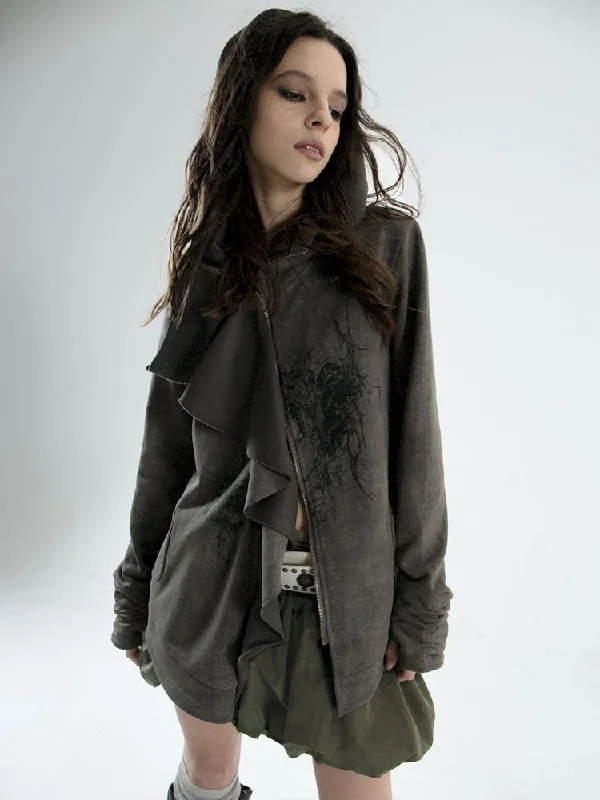 Irregular Cut Sweatshirt Jacket【s0000007647】 Chenille Fabric Brocade Fabric Lace Fabric