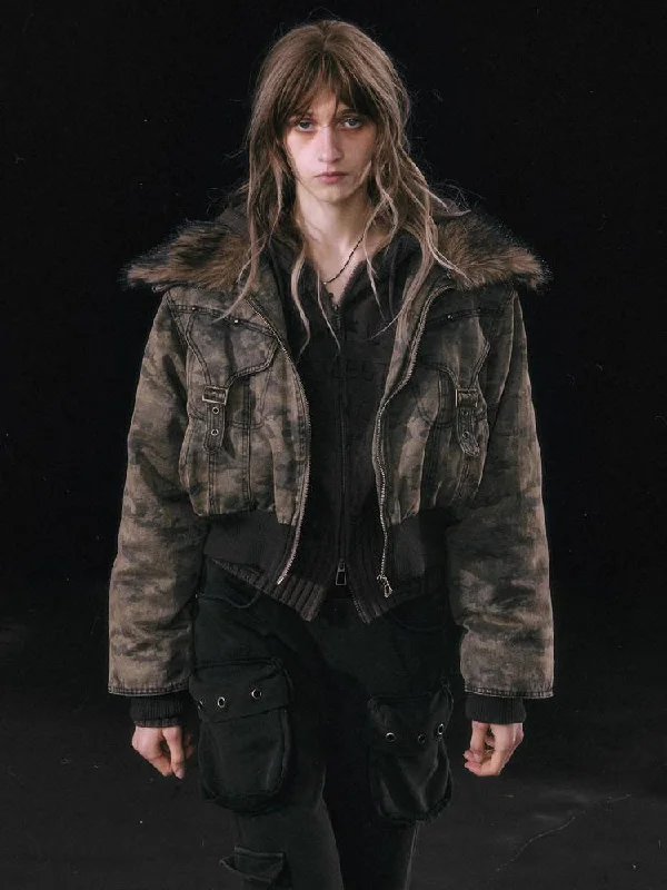 Fur cotton short jacket【s0000011452】 Snapped Jacket Toggled Jacket Drawstring Jacket