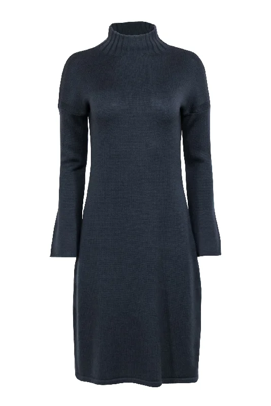 Max Mara - Grey Knit Sweater Dress Sz S Plaid Sweater Polka Dot Checkered