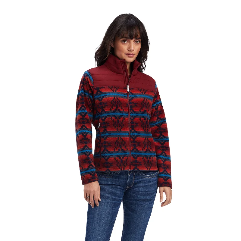 Ariat® Ladies R.E.A.L.™ Prescott Fleece Red Jacket 10041819 Cardigan Sweater Pullover