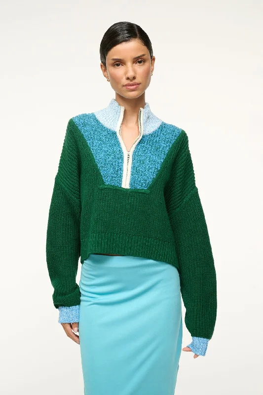 Cropped Hampton Sweater Jungle/Sky/Ivory Tailored Straight A-Line