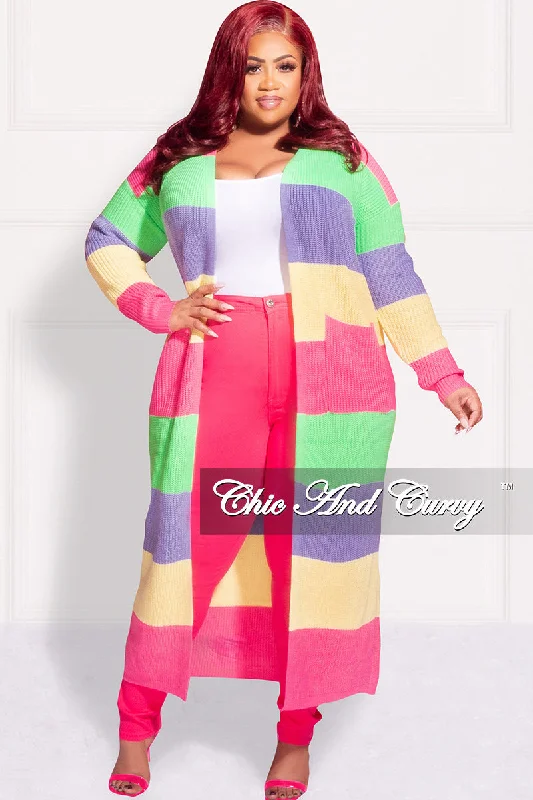 Final Sale Plus Size Knit Sweater Duster Pink, Yellow , Lime Green, Lavender Notch Collar Peter Pan Collar Cowl Neck