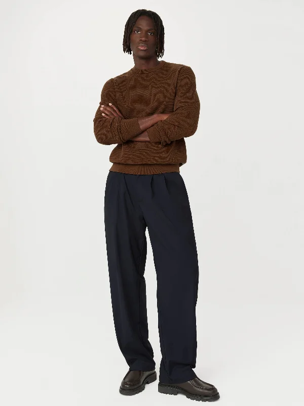 The Waffle Crewneck Sweater in Cappuccino Slim Fit Regular Fit Oversized