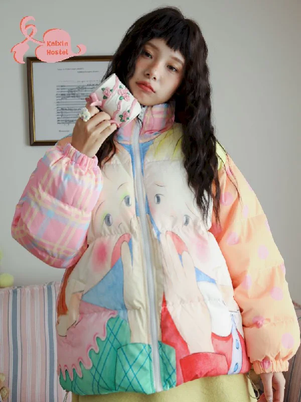 Illustration Colorblocking Warm Jacket【s0000011155】 Nylon Jacket Polyester Jacket Spandex Jacket