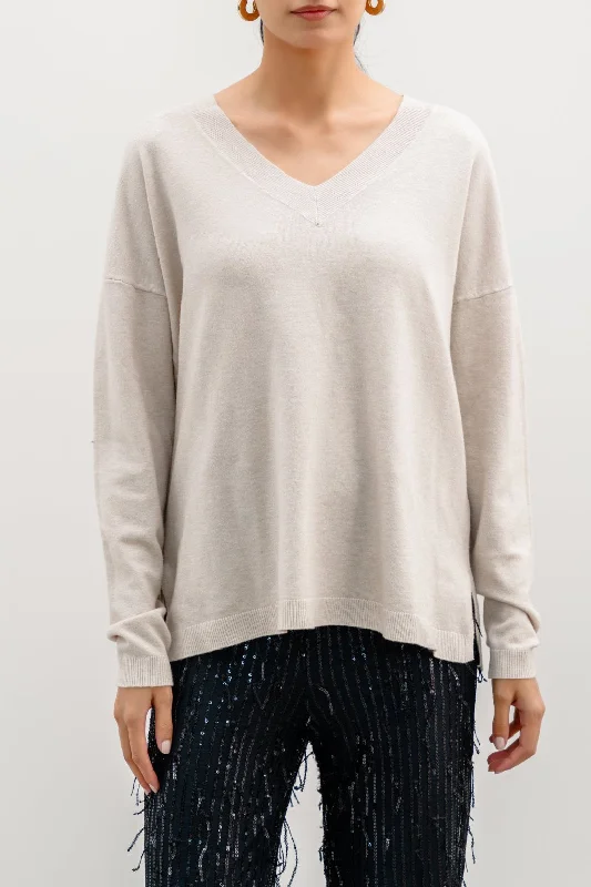 HOMEBODY V-NECK SWEATER Ribbed Striped Patterned