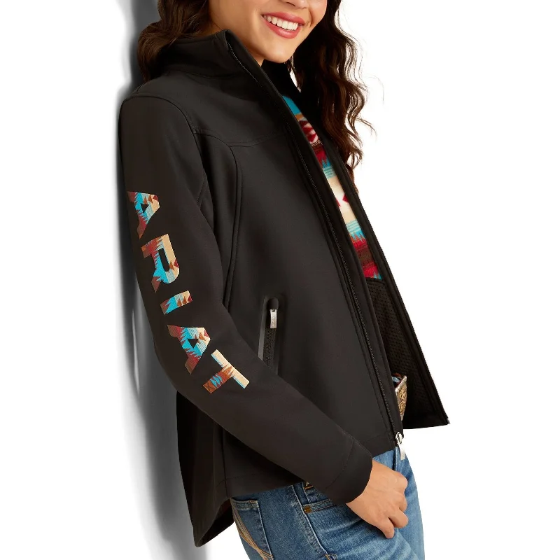 Ariat Ladies New Team Black & Serrano Print Softshell Jacket 10051977 Print Jacket Jacquard Jacket Patchwork Jacket