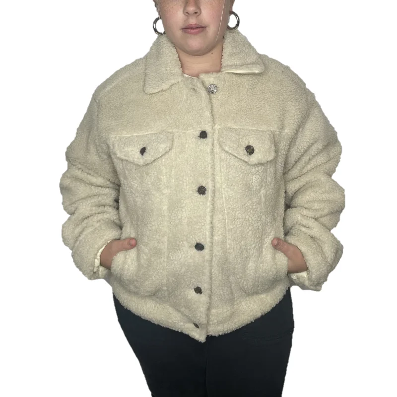 Royce® Ladies Yeti Faux Fur Cream Button Down Jacket RDG69PJ7SLD Satin Jacket Silk Jacket Chiffon Jacket