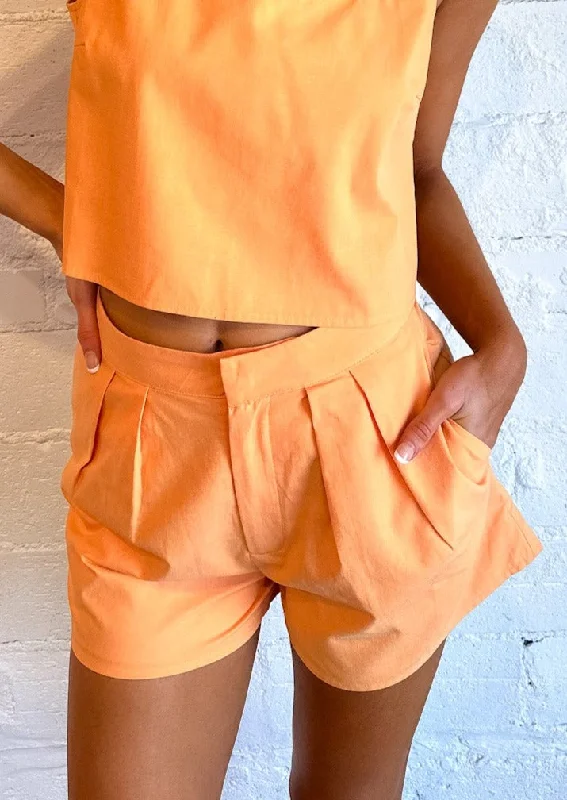 Apricot Squeeze Linen Shorts