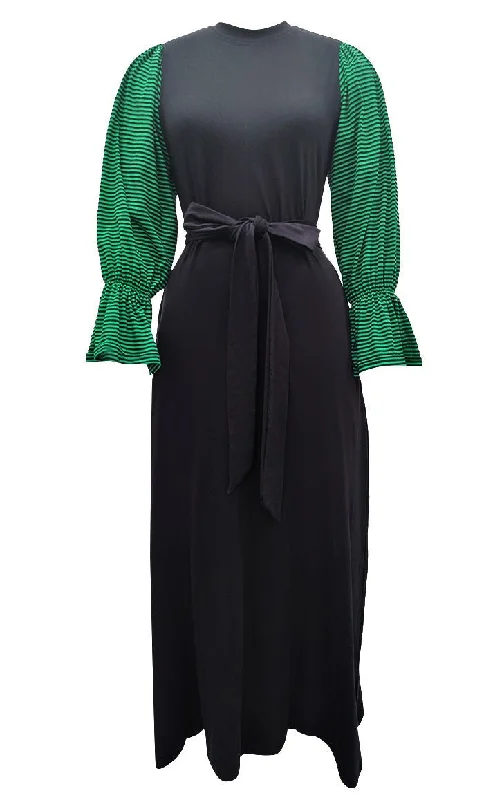 Everyday Wear Black Cotton Jersey Abaya With Pockets