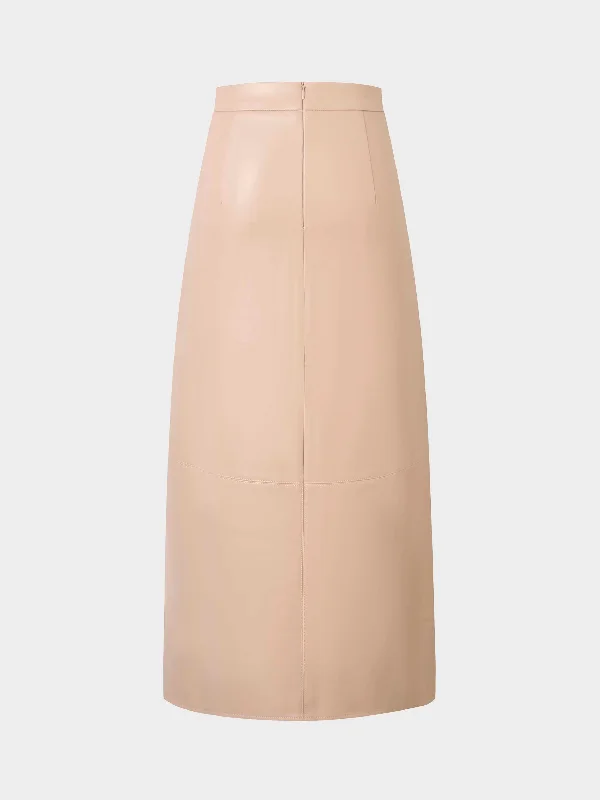 Leather A-Line Skirt-Peach