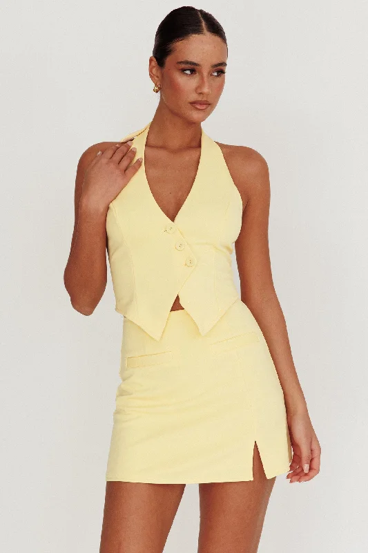 Tammi Fitted A-Line Mini Skirt Lemon