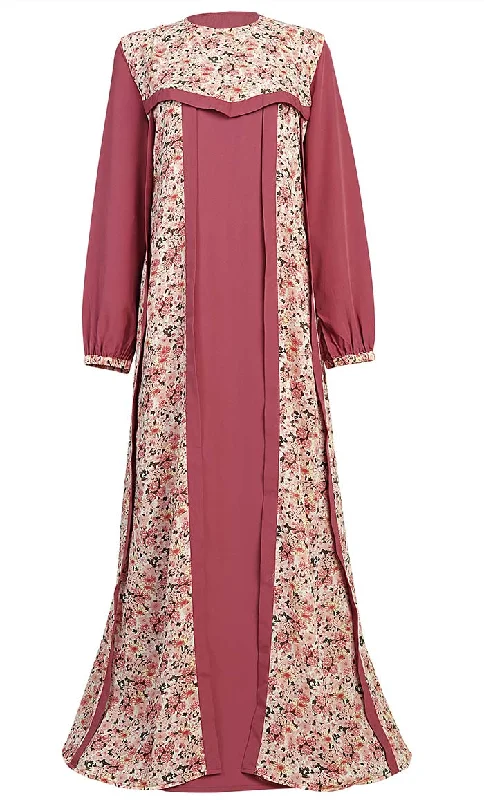 Women's Maroon 2PC Printed Abaya