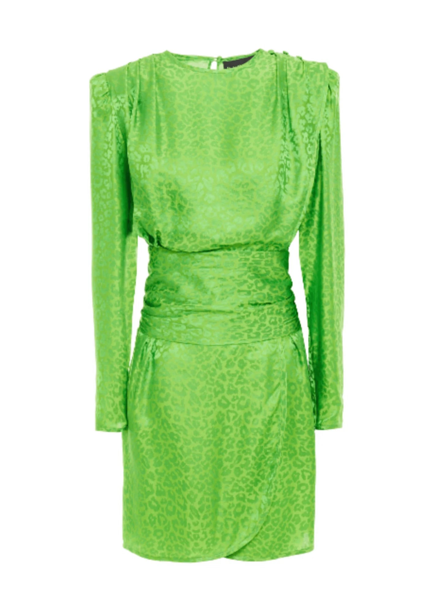 NEON GREEN SATIN MINI DRESS Cozy Sweater Mini Dress