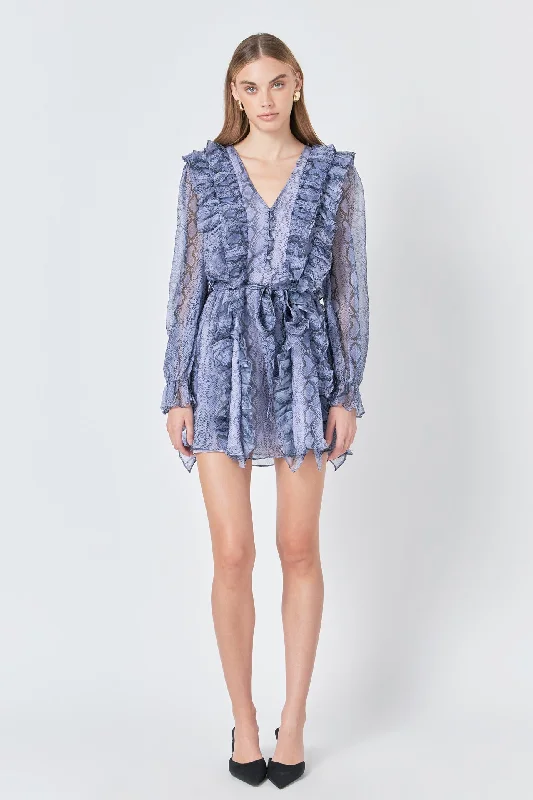 Endless Rose - Button Down Ruffle Mini Dress Classic Floral Mini Dress
