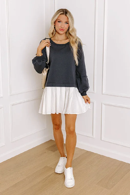 Cool Breeze Mini Dress in Dark Navy Fashionable Button-Front Mini Dress