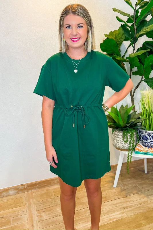 Cool Evenings Mini Dress - Hunter Green Chic Bohemian Mini Dress