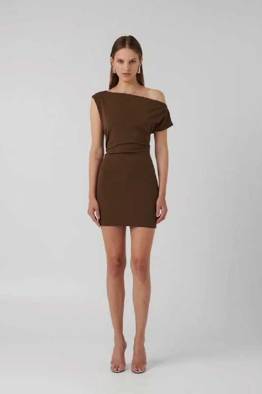 Effie Kats Shenise Mini Dress - Mocha Cozy Ribbed Mini Dress