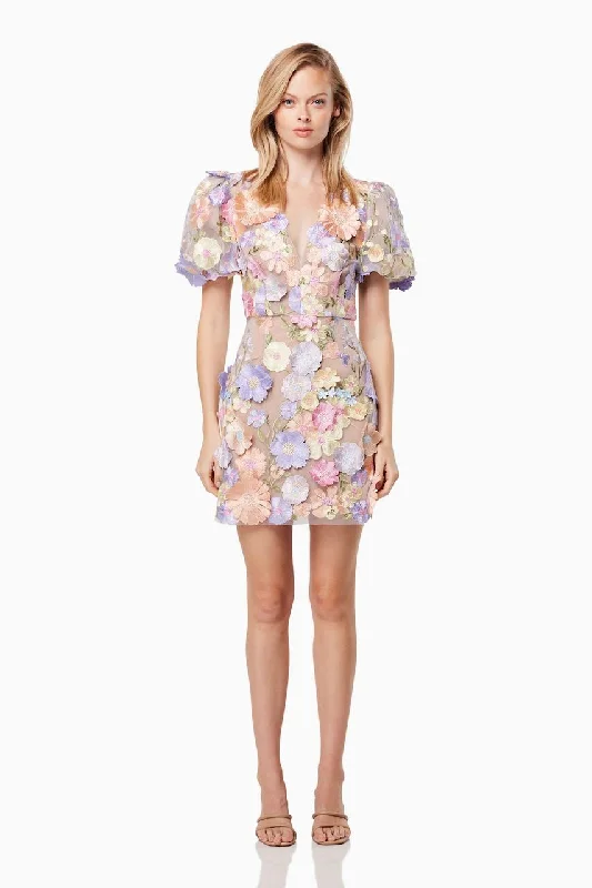 Elliatt Anthea 3D Lace Mini Dress - Multi Trendy Lace Mini Dress