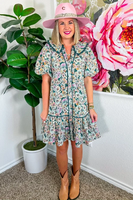 Fade Out Mini Dress - Hunter Green Trendy Mini Dress with Belt
