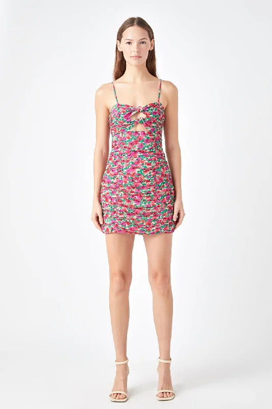 Endless Rose - Ruched Mini Dress Elegant Satin Mini Dress