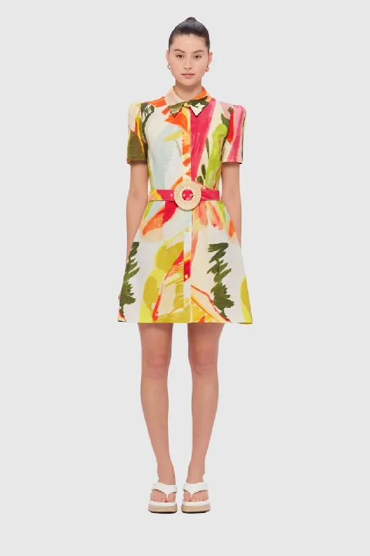 Leo Lin Bronte Mini Dress - Rainforest Print Fashionable Mini Dress with Frills