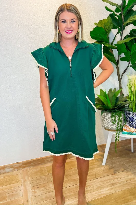Major Flag Mini Dress - Forest Green Cozy Jersey Mini Dress