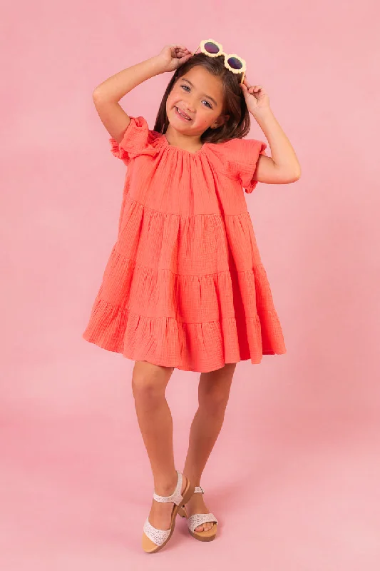 Mini Harvey Dress in Coral - FINAL SALE Cozy Long Sleeve Mini Dress