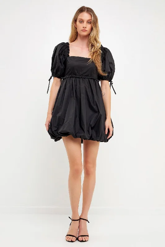 English Factory - Mini Ruffle Accent Blouson Dress Stylish Button-Down Mini Dress