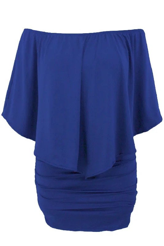 Multiple Dressing Blue Flounce Mini Dress Fashionable Mini Dress with Pockets