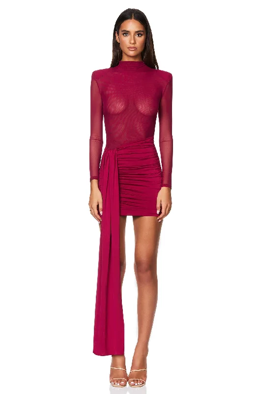 Nookie Enigma Mini Dress - Ruby Chic Puff Sleeve Mini Dress