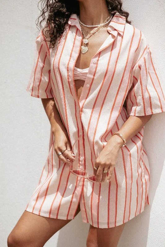 Norah Mini Dress - Pink Stripe Comfortable Casual Mini Dress