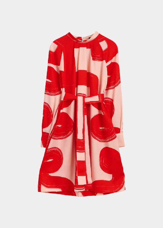 Pleated Mini Dress Sense Red Elegant Vintage Mini Dress