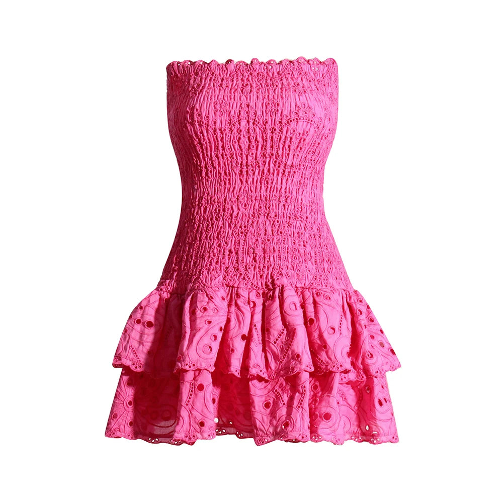Strapless Sleeveless High Waist Backless Mini Dress Elegant Off-Shoulder Dress Mini