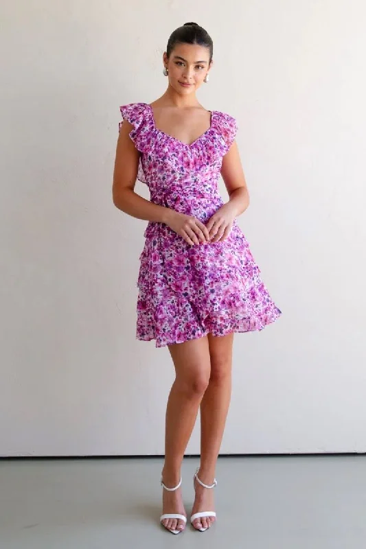 Talulah Petula Mini Dress - Pink Print Cozy Knitted Mini Dress