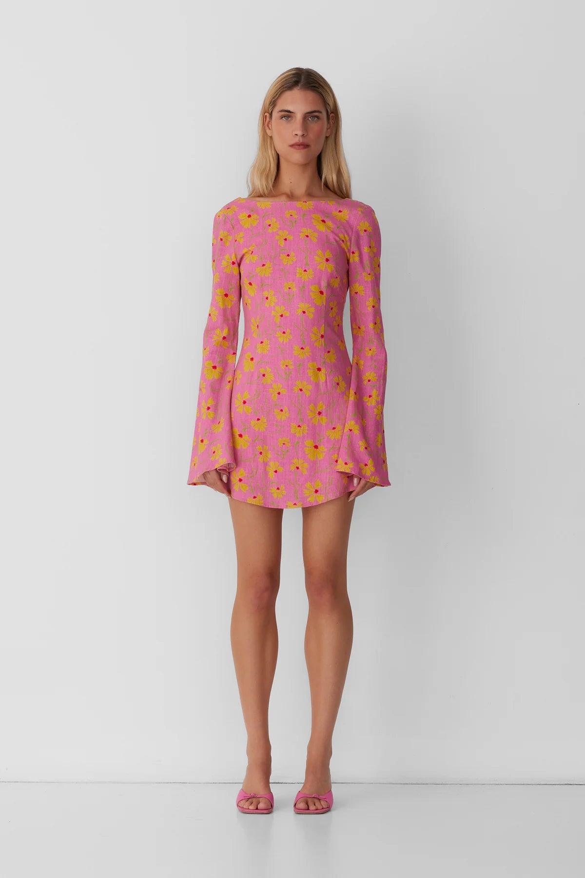 The Wolf Gang Marli Mini Dress - Candy Floral Trendy Wraparound Mini Dress