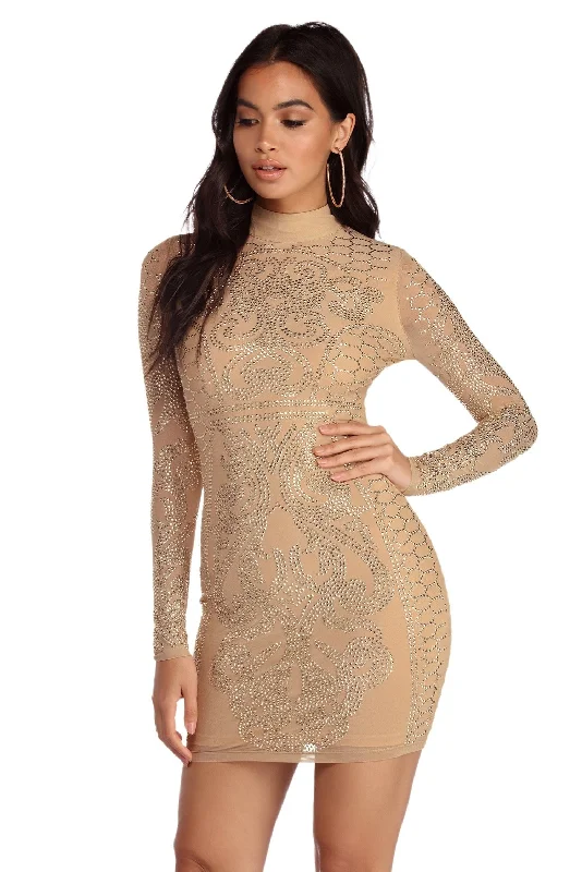 Torrie Heat Stone Formal Mini Dress Fashionable Boho-Chic Mini Dress